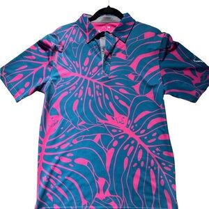 “MONSTERA 2-0" CONTRAST 2 - OGA MEN'S POLO - ROYAL / PINK